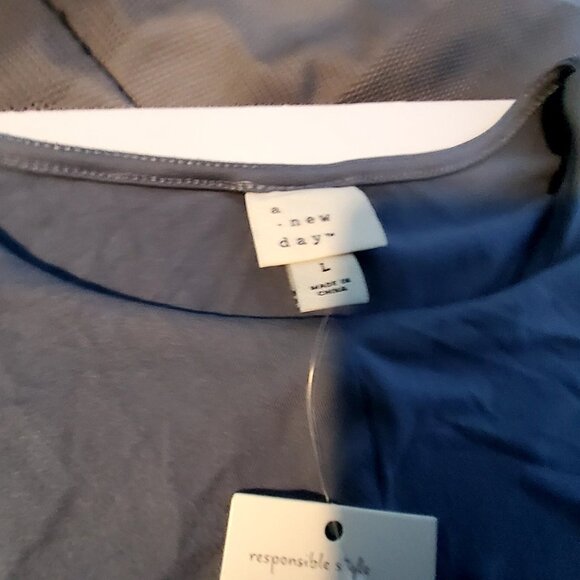 A New Day Womens Long Sleeve Blue Twist Front Dress  Size  Large - Picture 6 of 9